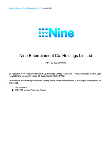 Thumbnail Nine Entertainment Co. Holdings Financial Report 2019-h1