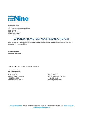 Thumbnail Nine Entertainment Co. Holdings Financial Report 2022-h1