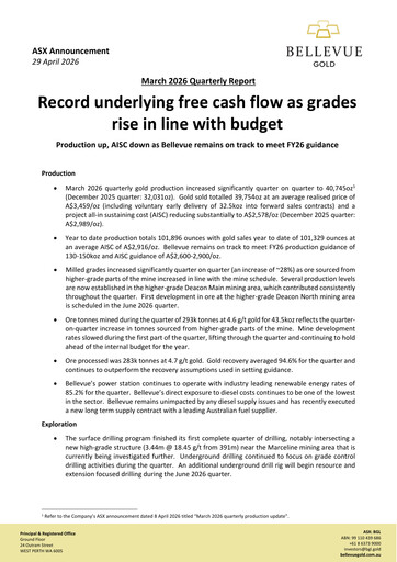Thumbnail Bellevue Gold Quarterly Report 2026-q1