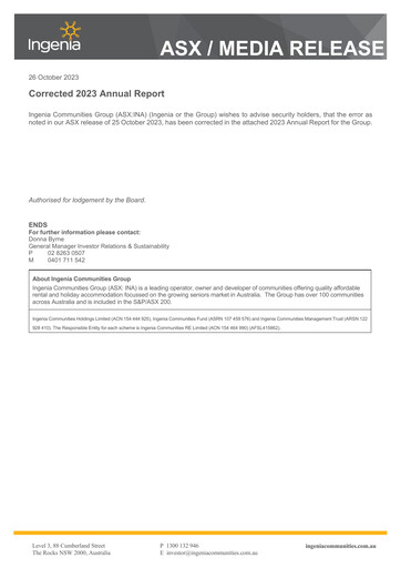 Thumbnail Ingenia Communities Group Annual Report 2023