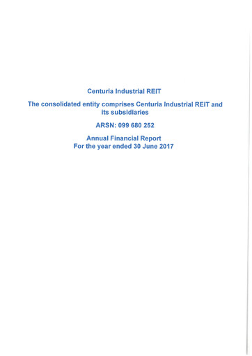 Thumbnail Centuria Industrial REIT Financial Report 2017