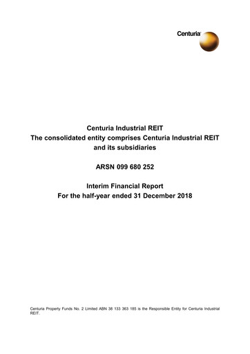 Thumbnail Centuria Industrial REIT Financial Report 2019-h1