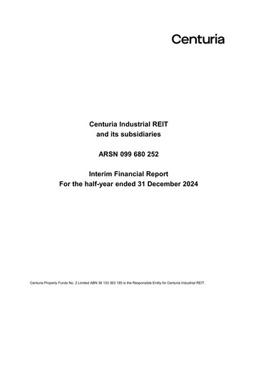 Thumbnail Centuria Industrial REIT Financial Report 2025-h1
