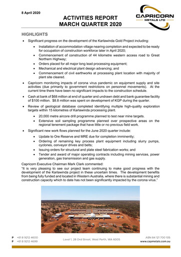 Thumbnail Capricorn Metals Quarterly Report 2019-2020-q3