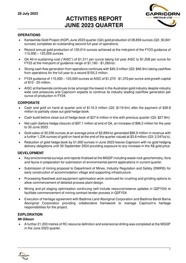 Thumbnail Capricorn Metals Quarterly Report 2022-2023-q4