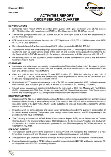 Thumbnail Capricorn Metals Quarterly Report 2024-2025-q2