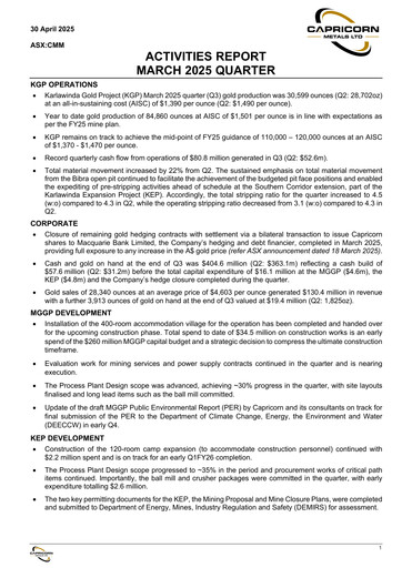 Thumbnail Capricorn Metals Quarterly Report 2024-2025-q3