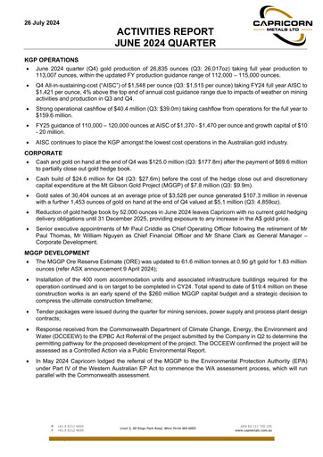 Thumbnail Capricorn Metals Quarterly Report 2024-q4