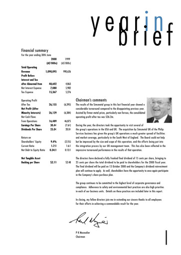 Miniature Sims Limited Rapport annuel 1999-2000