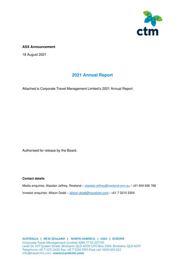 Thumbnail Corporate Travel Management Annual Report 2021