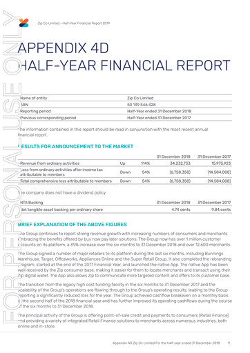 Thumbnail Zip Co Financial Report 2019-h1