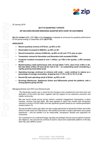 Thumbnail Zip Co Quarterly Report 2019-q2