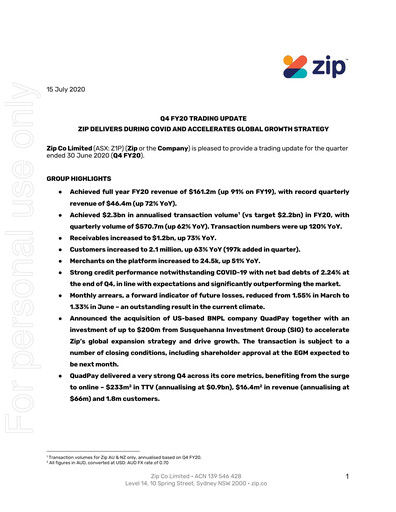 Thumbnail Zip Co Quarterly Report 2020-q4