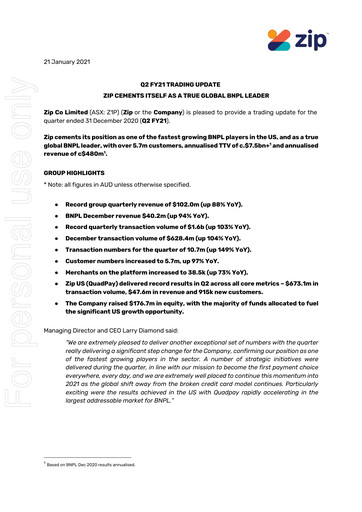 Thumbnail Zip Co Quarterly Report 2021-q2