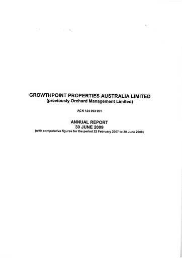 Thumbnail Growthpoint Properties Australia Annual Report 2009