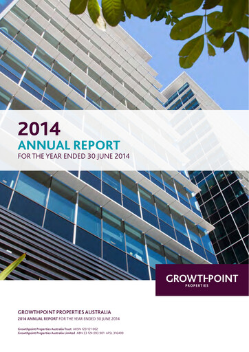 Thumbnail Growthpoint Properties Australia Annual Report 2014