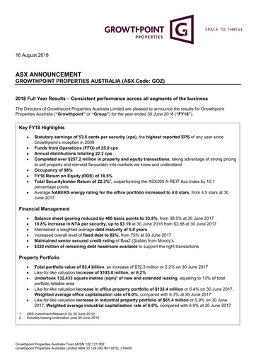 Thumbnail Growthpoint Properties Australia Annual Report 2018