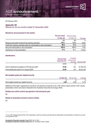 Thumbnail Growthpoint Properties Australia Half-year Report 2021-h1