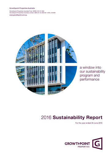 Thumbnail Growthpoint Properties Australia Sustainability Report 2016