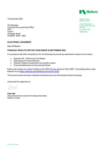 Vorschaubild Nufarm Finanzbericht 2023