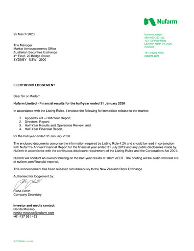 Vorschaubild Nufarm Halbjahresbericht 2020-h1