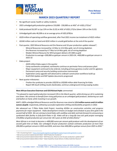 Thumbnail West African Resources Quarterly Report 2023-q1