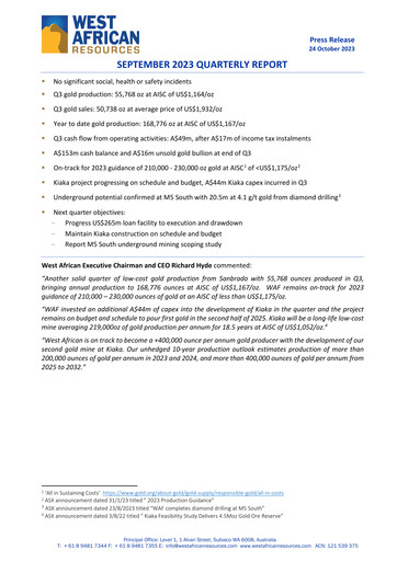 Thumbnail West African Resources Quarterly Report 2023-q3