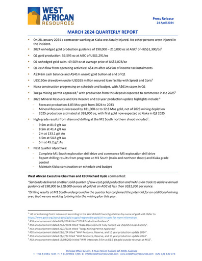 Thumbnail West African Resources Quarterly Report 2024-q1