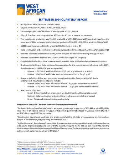 Thumbnail West African Resources Quarterly Report 2024-q3