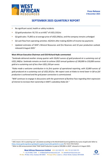 Thumbnail West African Resources Quarterly Report 2025-q3