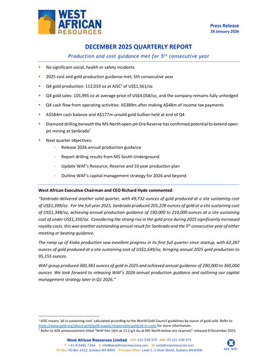 Thumbnail West African Resources Quarterly Report 2025-q4