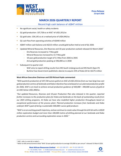 Vorschaubild West African Resources Quartalsbericht 2026-q1
