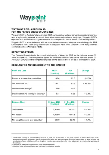Vorschaubild Waypoint REIT Halbjahresbericht 2025-h1
