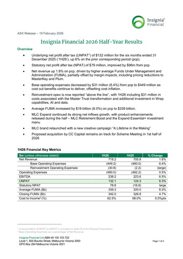 Thumbnail Insignia Financial (IOOF) Half-year Report 2026-h1