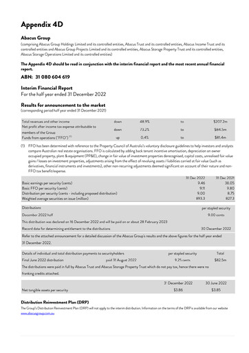 Thumbnail Abacus Storage King Financial Report 2023-h1