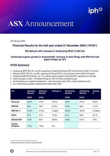 Thumbnail IPH Limited Financial Report 2025-h1