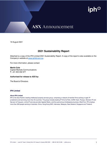 Thumbnail IPH Limited Sustainability Report 2021