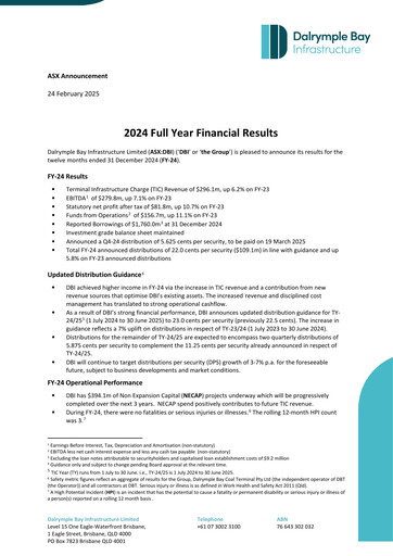 Thumbnail Dalrymple Bay Infrastructure Financial Report 2024