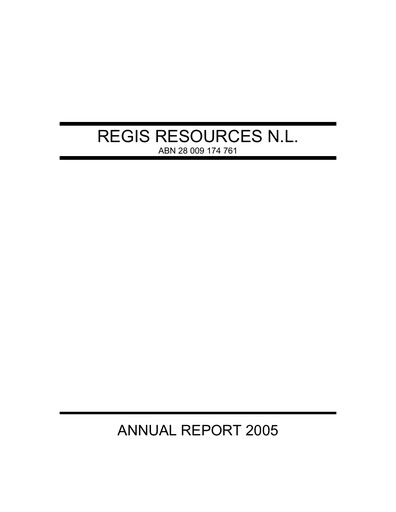 Thumbnail Regis Resources Annual Report 2005
