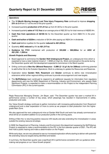 Thumbnail Regis Resources Quarterly Report 2020-q4