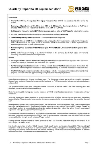 Thumbnail Regis Resources Quarterly Report 2021-q3