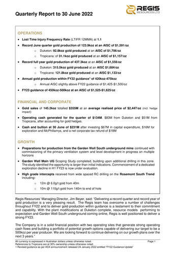 Thumbnail Regis Resources Quarterly Report 2022-q2