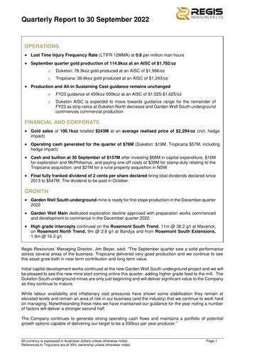 Thumbnail Regis Resources Quarterly Report 2022-q3
