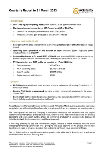 Thumbnail Regis Resources Quarterly Report 2023-q1