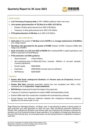 Thumbnail Regis Resources Quarterly Report 2023-q2
