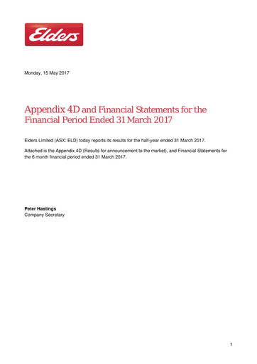 Miniature Elders Limited Rapport semestriel 2017-h1