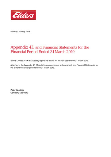 Miniature Elders Limited Rapport semestriel 2019-h1