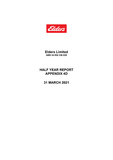 Miniature Elders Limited Rapport semestriel 2021-h1