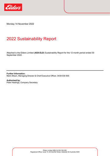 Miniature Elders Limited Rapport de durabilité 2022