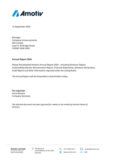 Vorschaubild Amotiv Limited Jahresbericht 2024